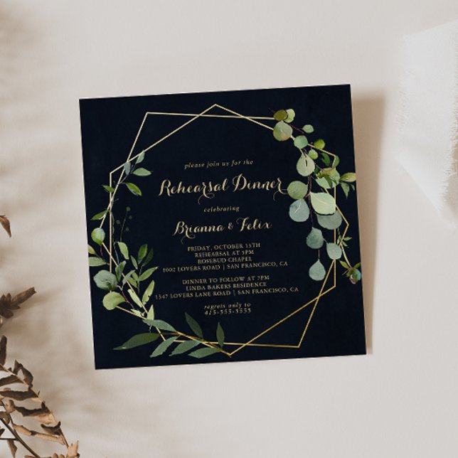 Convites Janto de ensaio verde azul geométrico Dourado (Criador carregado)