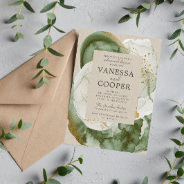 Convites Janto de ensaio verde de abstrato Watercolor Sage