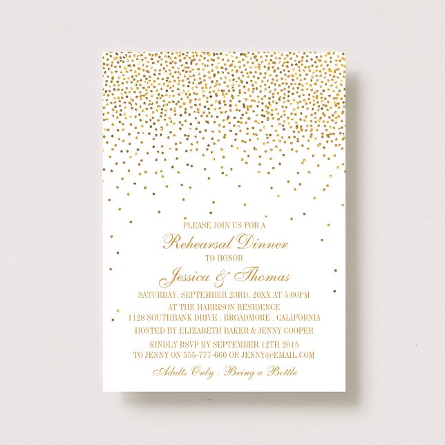 Convites Janto de ensaio Vintage Glam Dourado Confetti (Criador carregado)