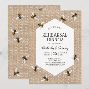 Convites Janto de ensaio Vintage Honeybee Burlap