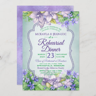 Convites Janto de ensaio: Violetas de Watercolor Casamento