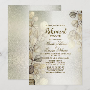 Convites Janto de ensaio "Watercolor Dourado Eucalyptus"