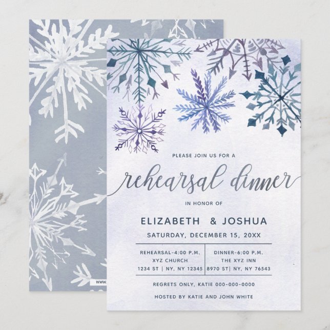 Convites Janto de ensaio Watercolor Winter Wonderland (Frente/Verso)