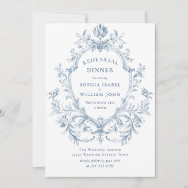 Convites Janto de Ensaios Azul Grace Dusty, Ornamentado Vit