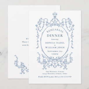 Convites Janto de Ensaios Azul Grace Dusty, Ornamentado Vit