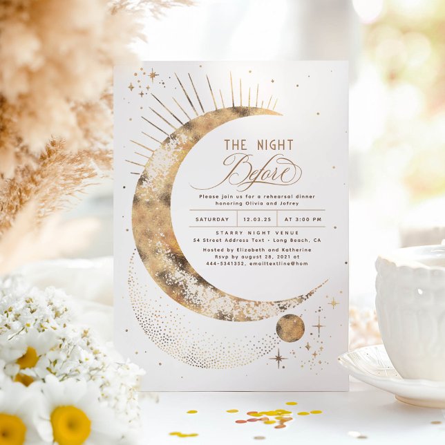 Convites Janto de Ensaios da Noite Celestial das Estrelas (The Night Before Stars and Moon Rehearsal Dinner Invitation)