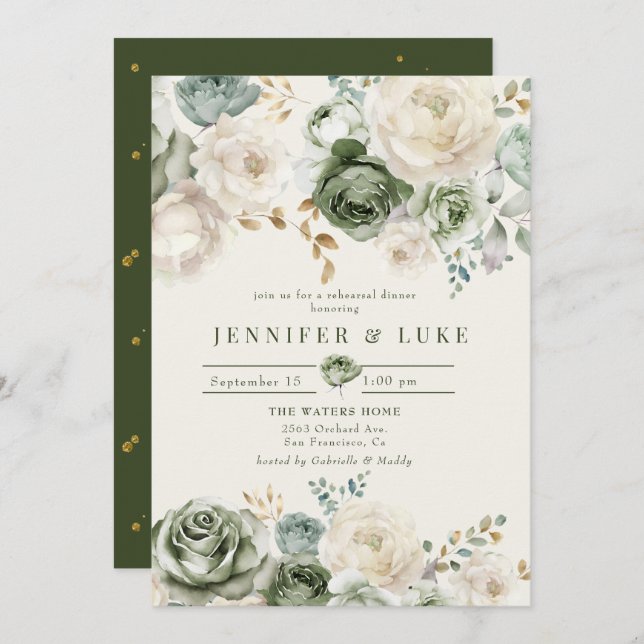 Convites Janto de Ensaios das Flores Verdes e de Marfim (Frente/Verso)