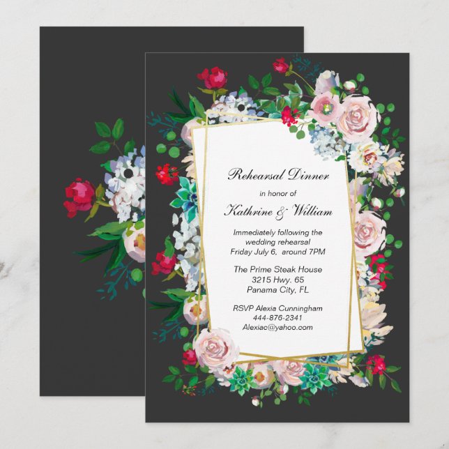 Convites Janto de Ensaios de Casamento de cinzas e Frames F (Frente/Verso)