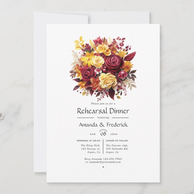 Convites Janto de Ensaios de Casamento Floral Amarelo e Mar (Frente)