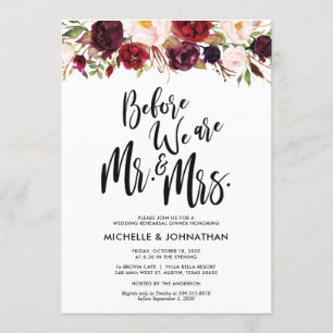 Convites Janto de Ensaios de Casamento Floral da Borgonha C