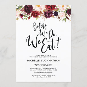 Convites Janto de Ensaios de Casamento Floral da Borgonha C