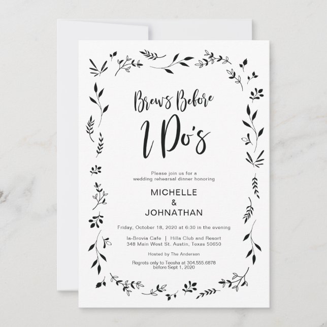 Convites Janto de Ensaios de Casamento Floral de Minimalism (Frente)