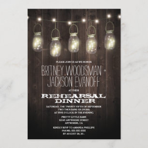 Convites Janto de Ensaios de Madeira Rústica Mason Jar Con