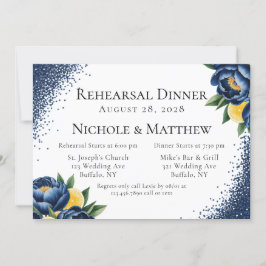 Convites Janto de Ensaios Florais de marinho e Citrus