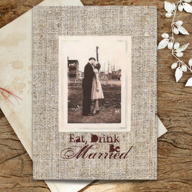 Convites Janto de Ensaios Russo de Vintage (Rustic vintage burlap country Rehearsal dinner Invitation)