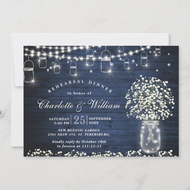 Convites Janto de Ensaios Russos de Mason Jar Breath do Beb (Frente)