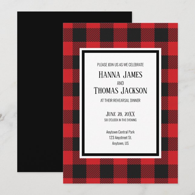 Convites Janto de Ensaios Russos de Xadrez de Buffalo Negro (Frente/Verso)