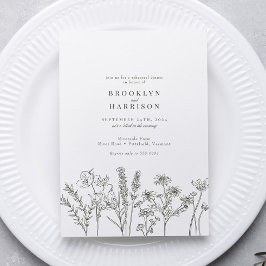 Convites Janto de Ensaios Verdes Elegante Boho Wildflower