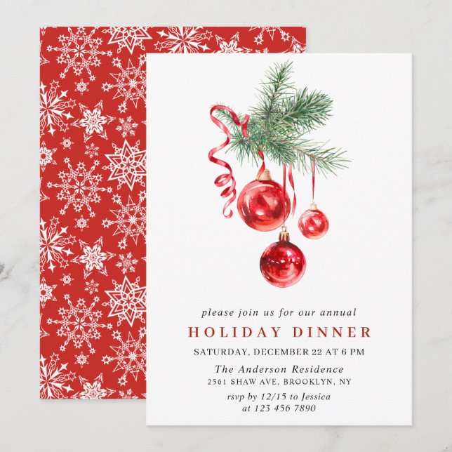 Convites Janto DE FERIADO DE NATAL DE ORDEM DE Aquarelas (Frente/Verso)