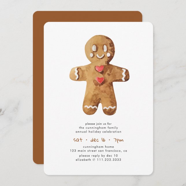 Convites Janto de Feriado Simples Gingerbread Man (Frente/Verso)