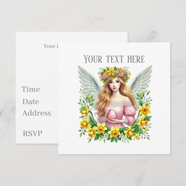 Convites Janto de festas de anjo do Felz pascoa bonito (Frente/Verso)
