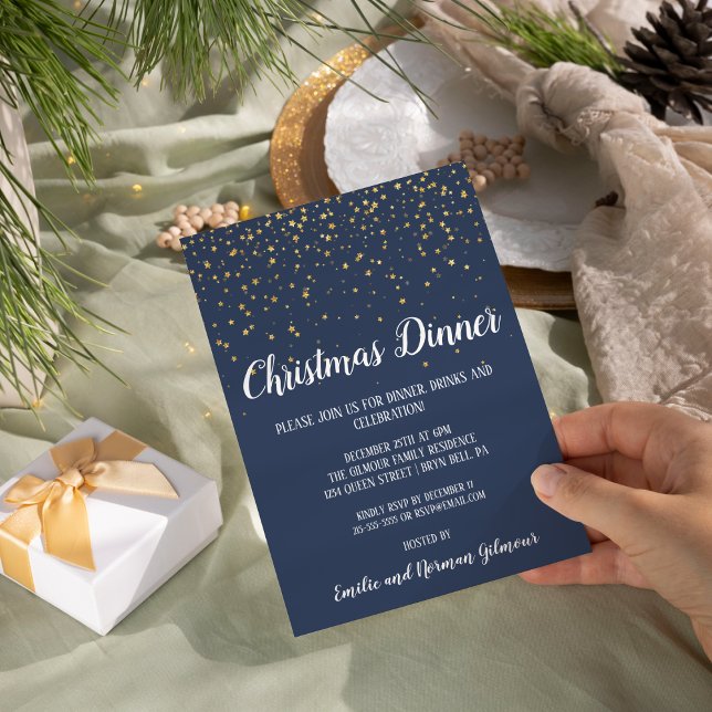 Convites Janto de Natal Azul Moderno Minimalista (Criador carregado)