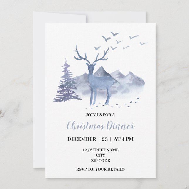 Convites Janto de Natal da Winter Woodland Modern Watercolo (Frente)