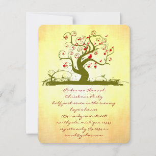 Convites Janto de Natal Dourado do GreenT ree Bird