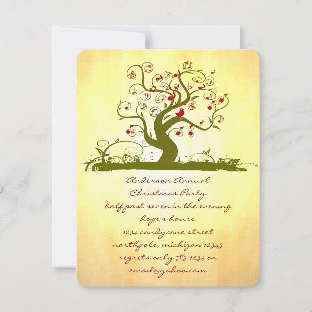 Convites Janto de Natal Dourado do GreenT ree Bird (Frente)