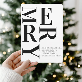 Convites Janto de Natal Merry Minimalista Negrito