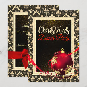 Convites Janto de Natal Negro e Ouro Glamoroso Convide