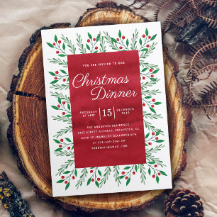Convites Janto de Natal Red Watercolor Floral