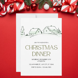 Convites Janto de Natal Simples Branco e Verde