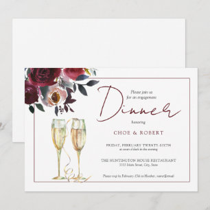Convites Janto de Noivado Floral Watercolor Burgundy