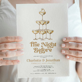 Convites Janto de Reensaio de Champanhe Dourado Elegante