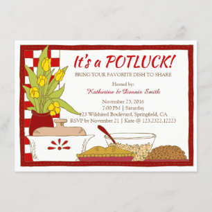 Convites Janto do Partido Potluck ou Aniversário do almoç