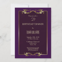 Janto Dourado de aniversário de 21 anos Roxo Elega