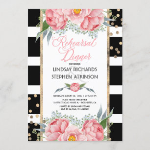 Convites Janto Dourado de Ensaio de Confetti Rosa