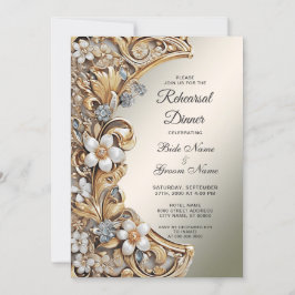 Convites Janto Dourado Decorativo de Ensaio Floral Branco