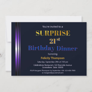 Convites Janto Dourado e Purple Surprise aniversário de 21