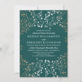 Convites Janto Dourado e Teal Baby's Breath