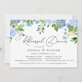Convites Janto Elegante Blue Hydrangea Watercolor REHEARSAL