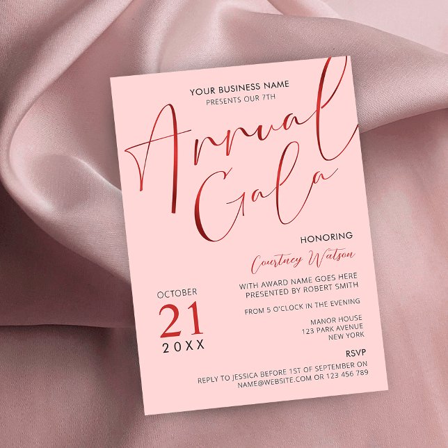 Convites Janto Elegante Blush Pink e Red Corporate Gala (Criador carregado)