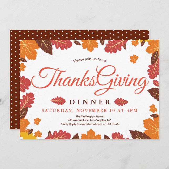 Convites Janto Elegante de Ação de Graças (Frente/Verso)