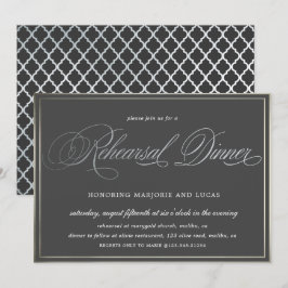 Convites janto elegante de ensaio de prata em caligrafia