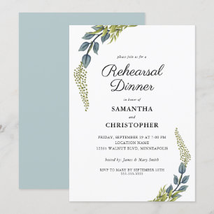 Convites Janto Elegante Greenery Teal e Verde