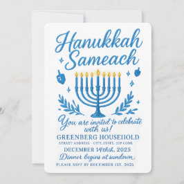 Convites Janto Elegante Hanukkah Sameach