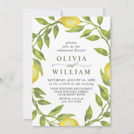 Convites Janto Elegante Lemon Watercolor Greenery REHEARSAL