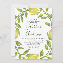 Convites Janto Elegante Lemon Watercolor Greenery REHEARSAL