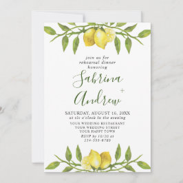 Convites Janto Elegante Lemon Watercolor Greenery REHEARSAL